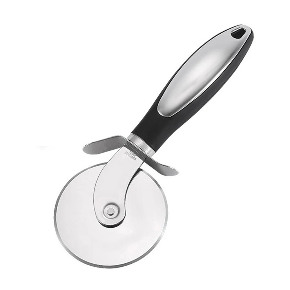 

Top seller High Quality 430 Stainless Steel Kitchen Tool Round Pizza Cutter With Shovel Kit, Black or custom