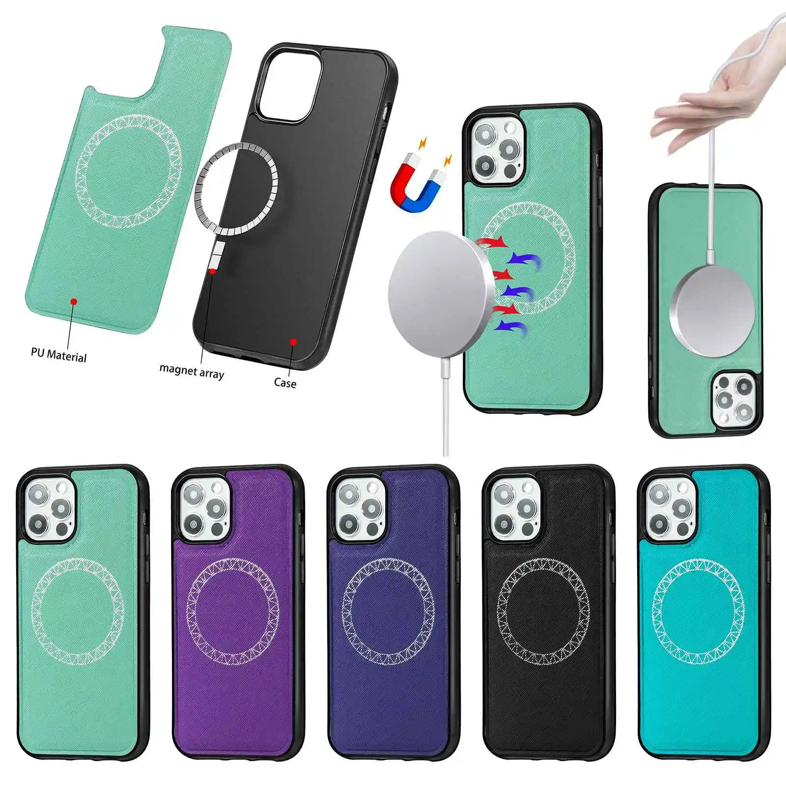 

New product shockproof PU leather magnetic phone case for iphone 12 pro max mini, Multi