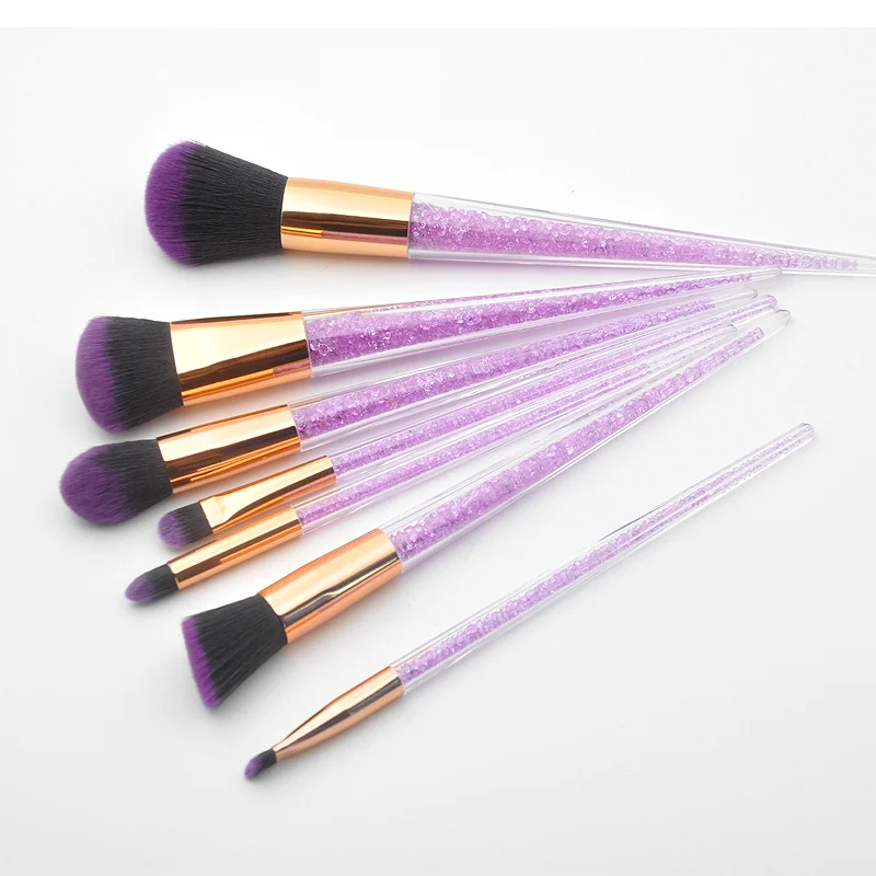 

Factory Outlet Transparent Handle Powder Professional Crystal Bling Rhinestone Makeup Brush Set, Customized color