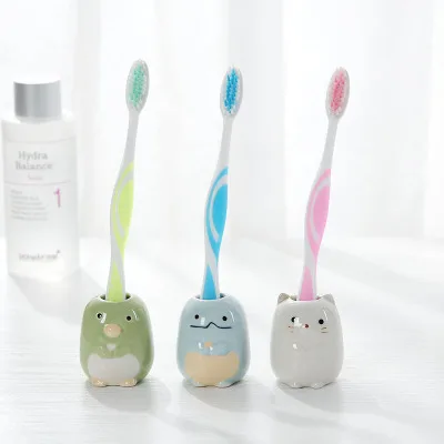 

Cute Cartoon Ceramics Desktop Storage Jar Toothpick Holder Children Put Toothbrush Rack