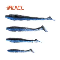 

RUNCL 20pcs/lot Artificial Bait Soft Lures Glub Single Tail Ribbed Design Lures Bass Fishing