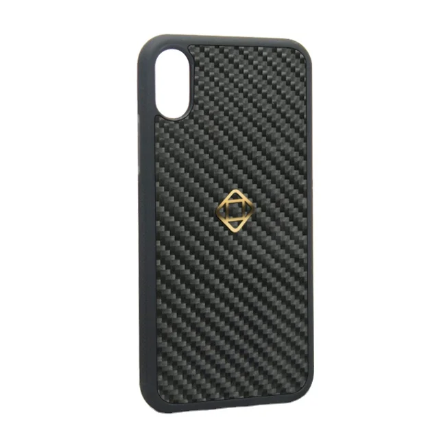 

The customized wholesale gold logo phone case is the for iPhone carbon fiber shell, Black