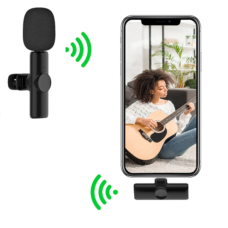 

Plug and Play Lapel Lavalier Wireless Mics for iPhone iPad Type C Phone Charging
