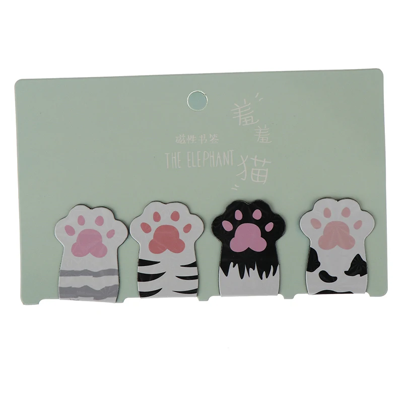 

4pcs/Set Kawaii Cat Paw Magnetic Bookmarks Books Marker of Page Stationery School Office Supply Student Prize