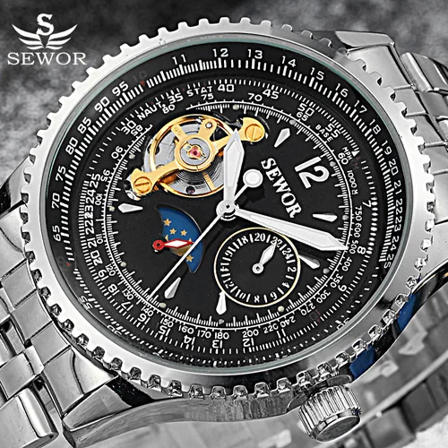 

Sewor Tourbillon Automatic Mechanical Watch Men SEWOR Top Brand Luxury Sport Military Watch Stainless Steel Watch