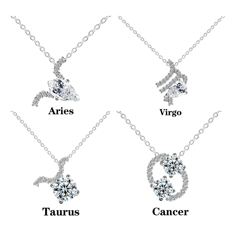 

Starsgem zodiac signs pendants 925 silver necklace DEF white moissanite zodiac necklace