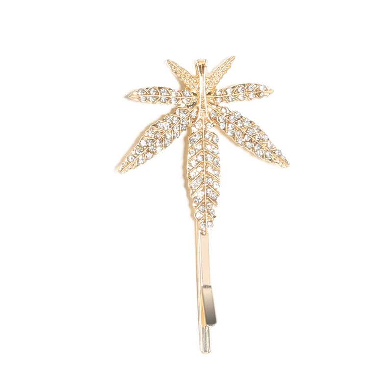 

Lasted New Design Wholesale hair clips For Girl Crystal Rhinestone leaf shape glitter Hair Clips, Picture shows