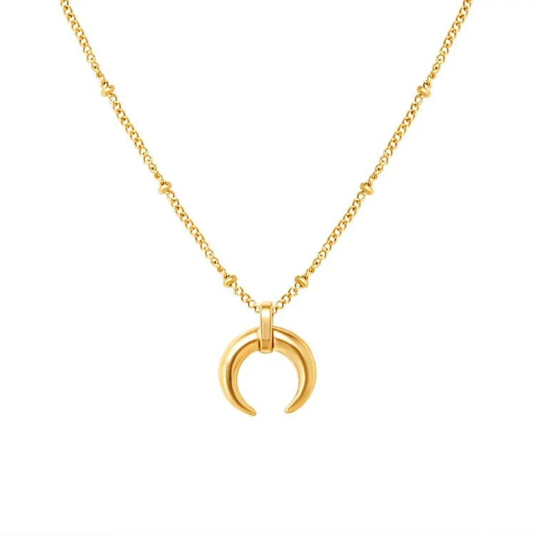 

Dainty Bijoux En Acier Inoxydable 18K Gold Plated Women Fashion Jewelry Stainless Steel Crescent Pendant Moon Necklace, Gold/steel/rose gold