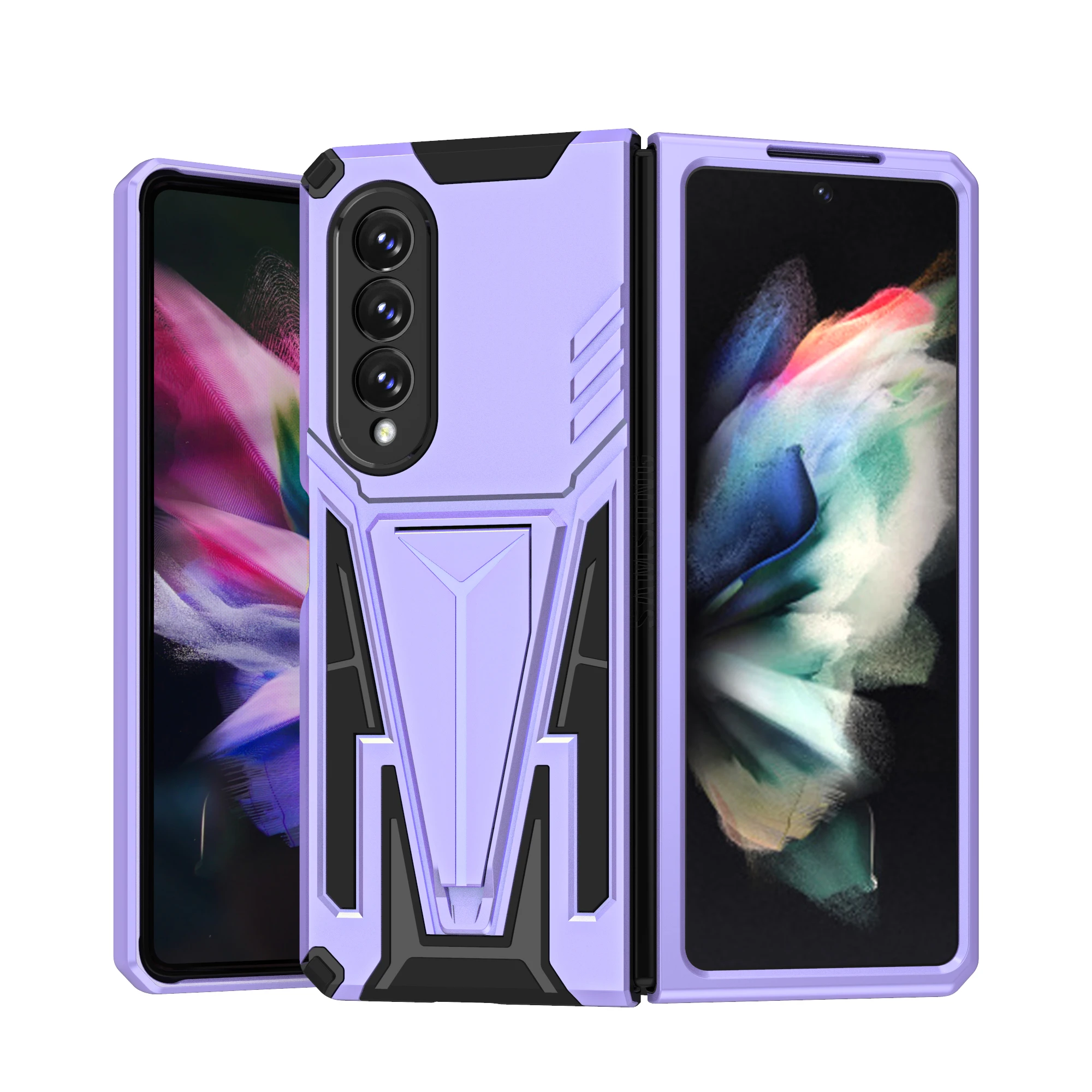 

Luxury Extraordinary V Armor Four-Corner Anti-Fall Magnetic Car Kickstand Case Cover For Samsung Galaxy Z Fold3 5G, As pictures