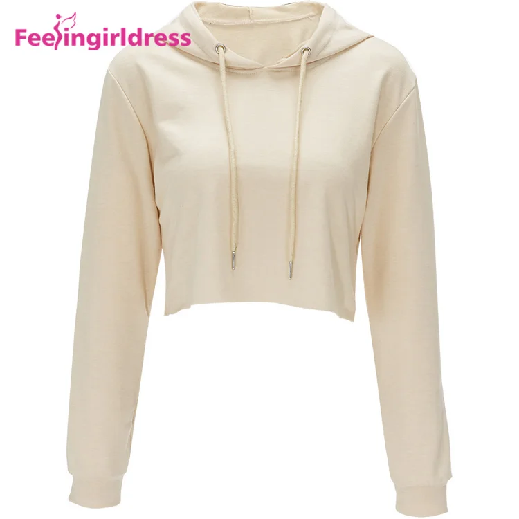OEM Logo Latest Design Lady Pullover Hoodies Women Long Sleeve Crop Top