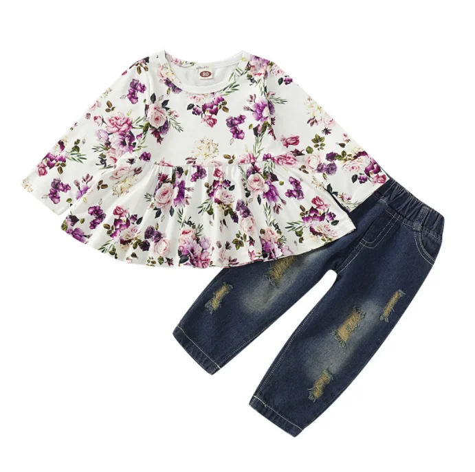 

Girls Clothes Outfits, Cute Baby Girl Floral Long Sleeve Pant Set Flower Ruffle Top