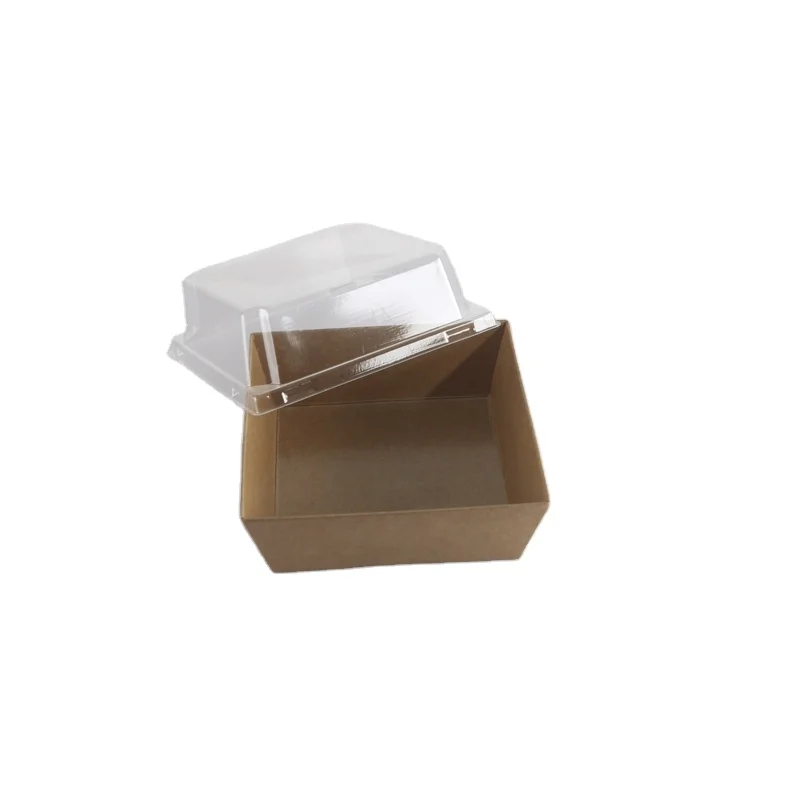 

Biodegradable Takeaway Series Brown or White Kraft Paper Cake, Bread, Bento, Sushi Food Container with Clear PP Lid, Black or customized