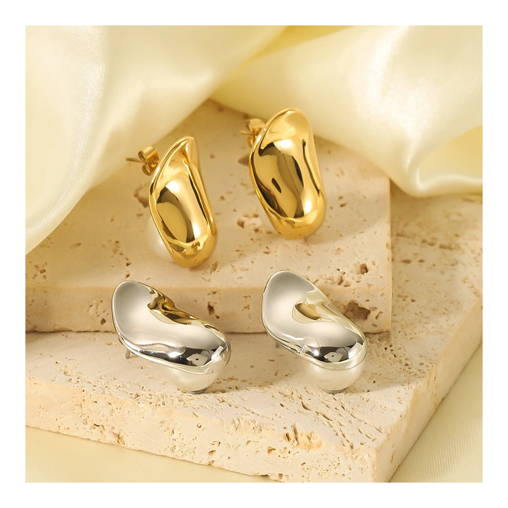 

Designers Stainless Steel Chunky Exaggerated Geometric Chinese Clog Shape Boat Stud Earrings For Personalized Ladies