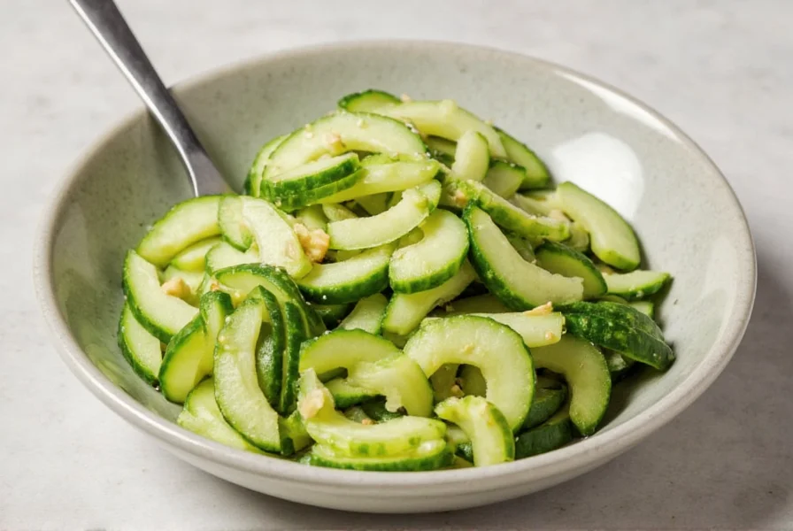 Refreshing Korean Cucumber Salad on Plate