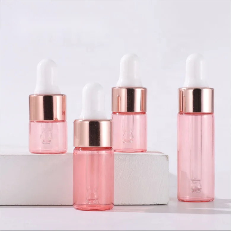 

Stocked 1ml 2ml 3ml 5ml Glass Eye Rose Gold Pink Dropper Bottles Small Glass Sample Bottles With Dropper