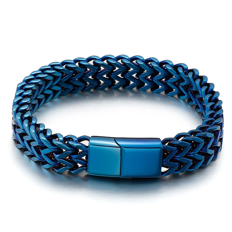 

Fashion punk black stainless steel weave chain links bracelet 2021