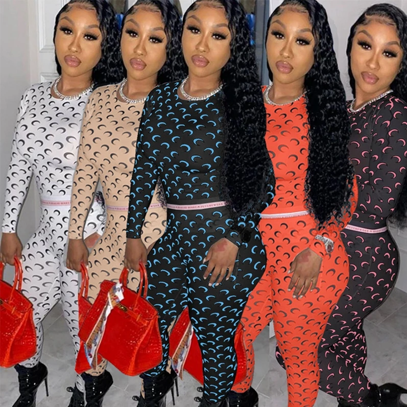 

ANL3001 Sexy ladies printed cute pattern waist two-piece suit, Accept customization