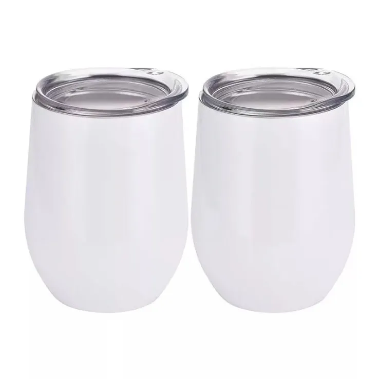 

12oz sublimation blanks white 304 stainless steel double wall wine cups and mugs with lid, Different colors