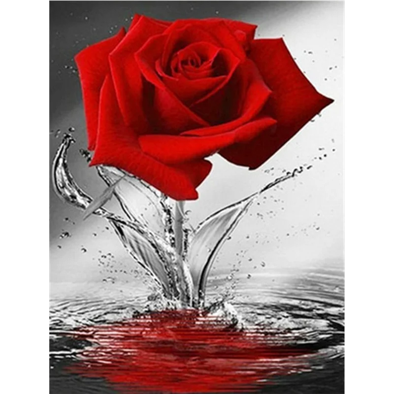 

HUACAN 5D DIY Diamond Painting Flower Rose Abstract Black And Red Wholesale Diamond Dots Mosaic Home Decoration Wall Art