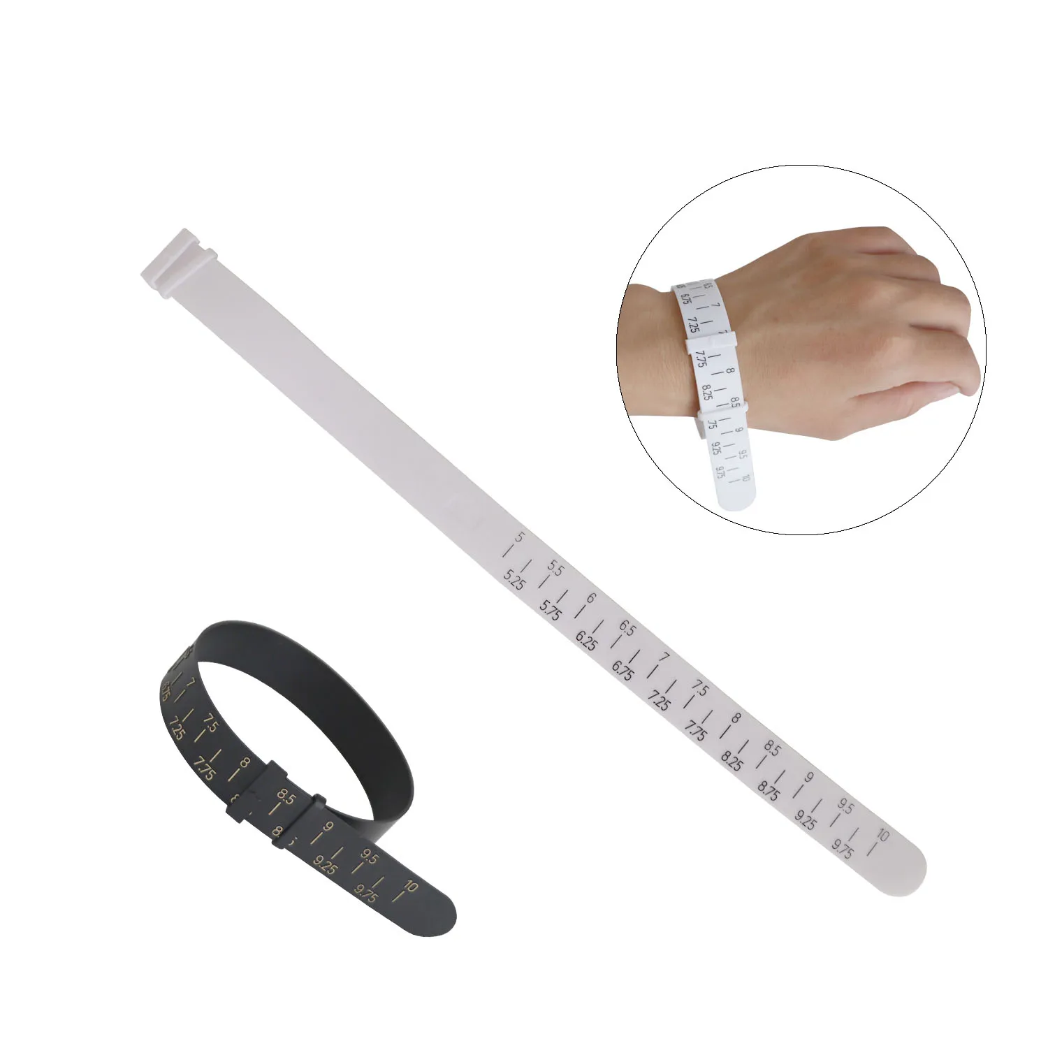 

Portable 5-10 in Plastic Wrist Sizer for Jewelry Bracelet Bangle Size Measure Tool