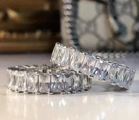 

Handmade Romantic JewelryInsta Ring CZ Eternity Band Silver 925 Baguette Stackabke Rings