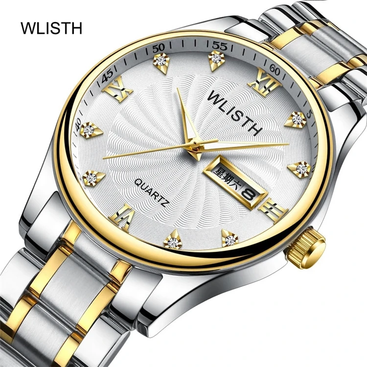 

WLISTH Top Brand Watch Men Stainless Steel Business Date Clock Waterproof Luminous Watches Mens Luxury Sport Quartz Wrist Watch