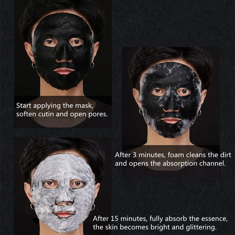5pcs Per Box Korea Black Sea Salt Pure Moisturizing Detox Bubble Masks
