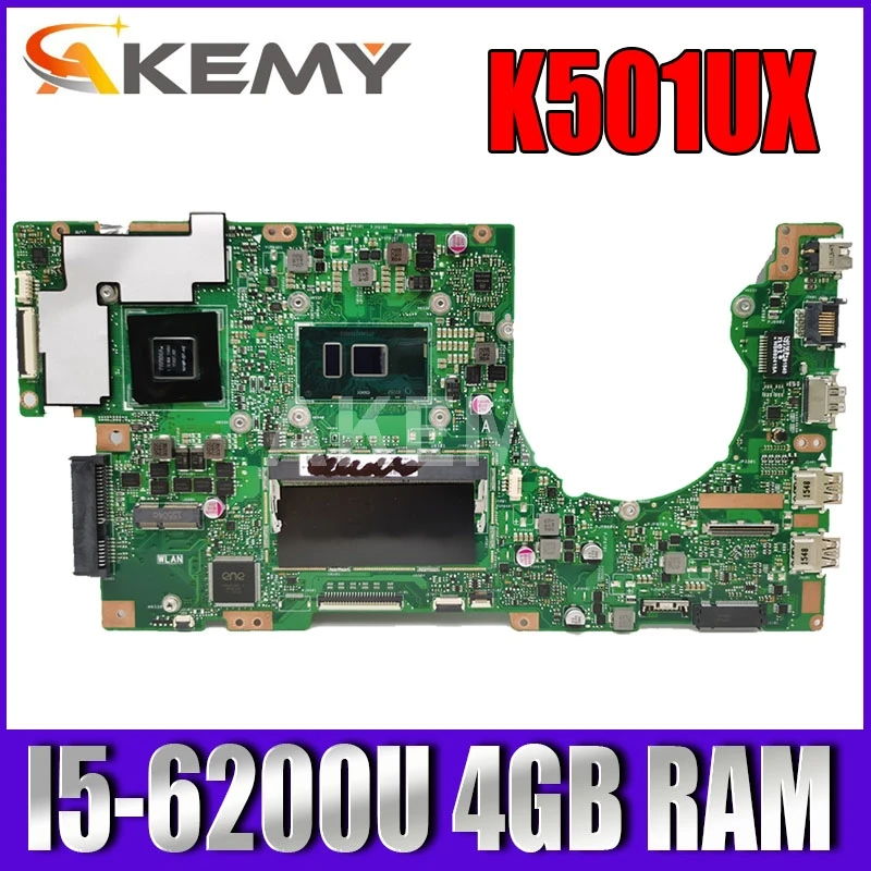 

Akemy K501UX Laptop motherboard for ASUS K501UX K501UB mainboard 90MB0A60-R00020 W/ DDR3 4GB I5-6200U GTX950M