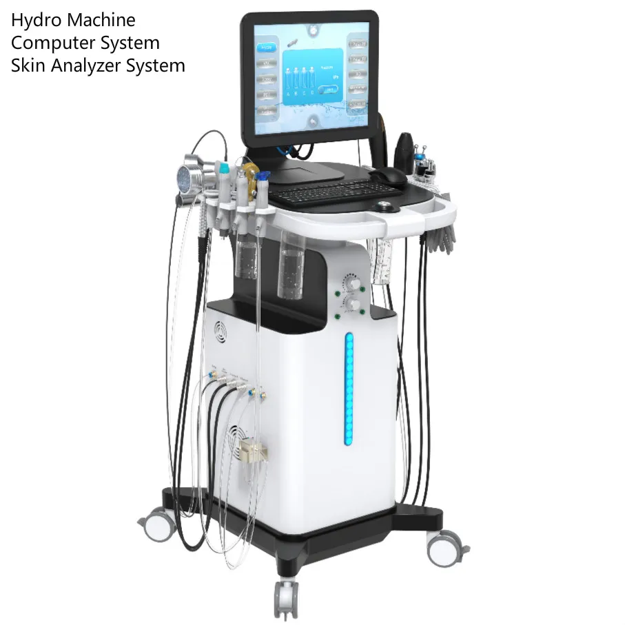 

SPA15 Real Factory OEM accept hydrabeauty machine with skin analyzer system and plasma functions for skin care use, Black and white