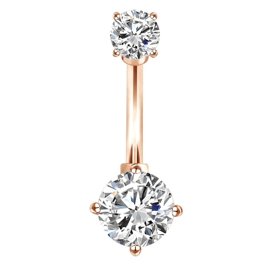 

Clear CZ Cubic Zirconia Cheap Belly Button Rings Jewelry, Steel, rose gold