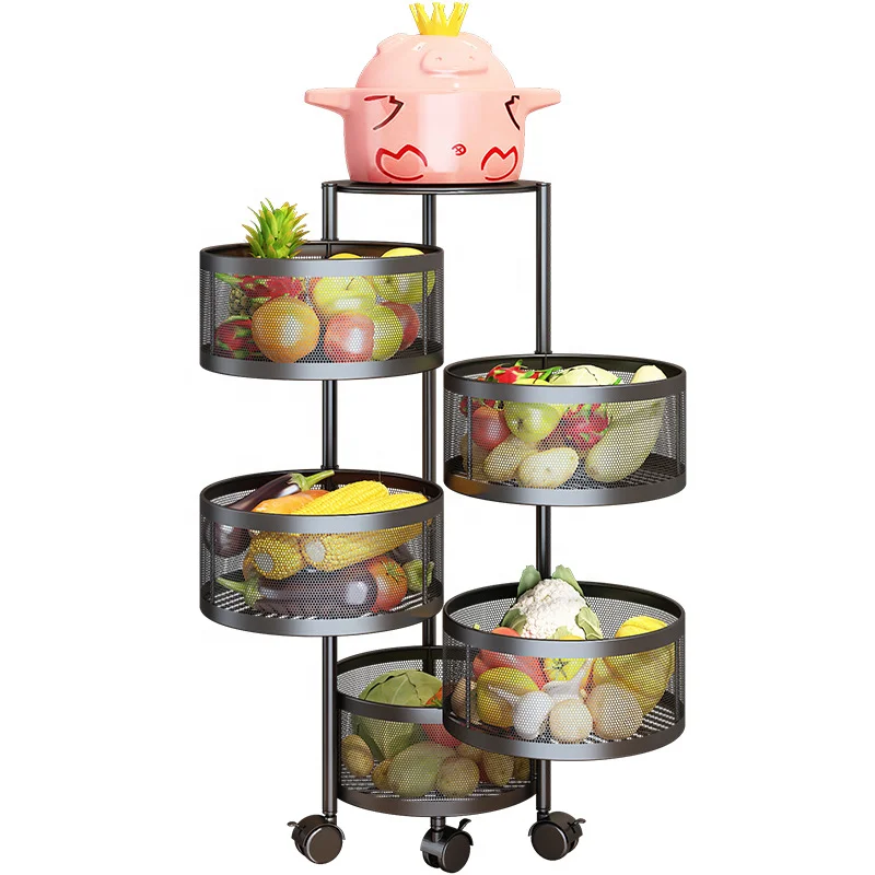 

360 Degree Multilayer Rotatable Cylindrical Utility Trolley Shelf home storage & organization