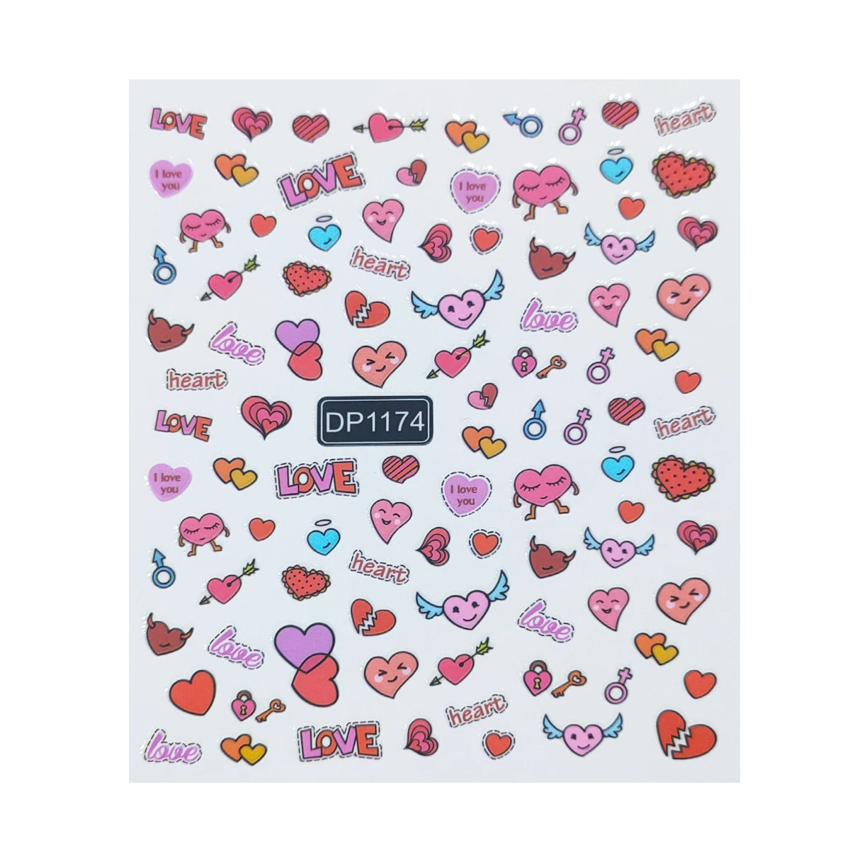 

DP1171-1182 3D Valentine Adhesive Stickers Decorations Colorful Sweet Heart Nail Art Stickers Decals