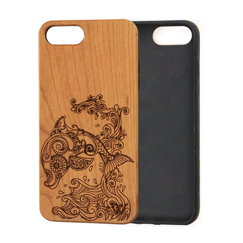 

Phone Case For iphone 12 Pro High Quality TPU Frame Blank Cherry Custom Designs Wooden Phone Cases, Original wood color