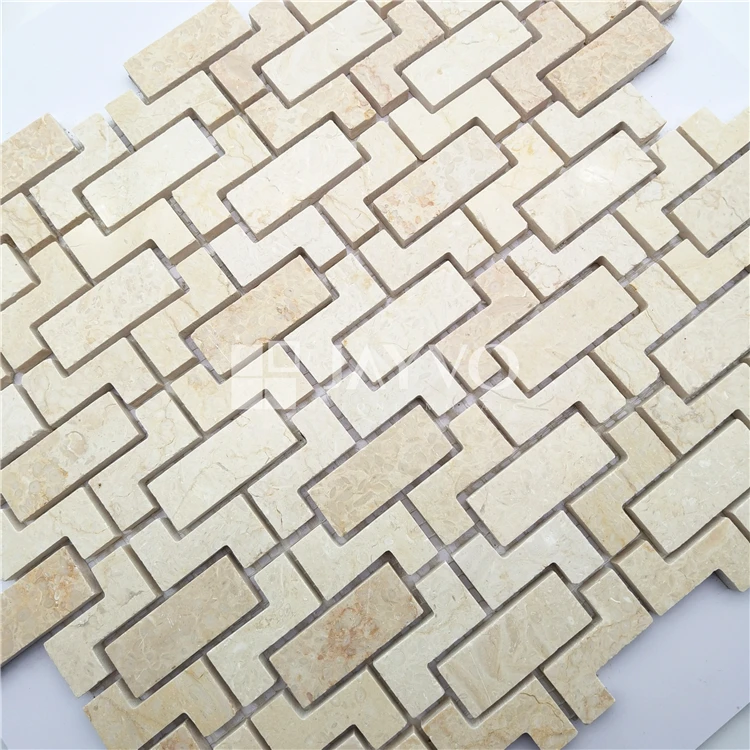 New Beige Shaped Stone Mosaic TIles Hot sale Latest Design Marble Mosaic Tiles Kitchen Backsplash Mosaic