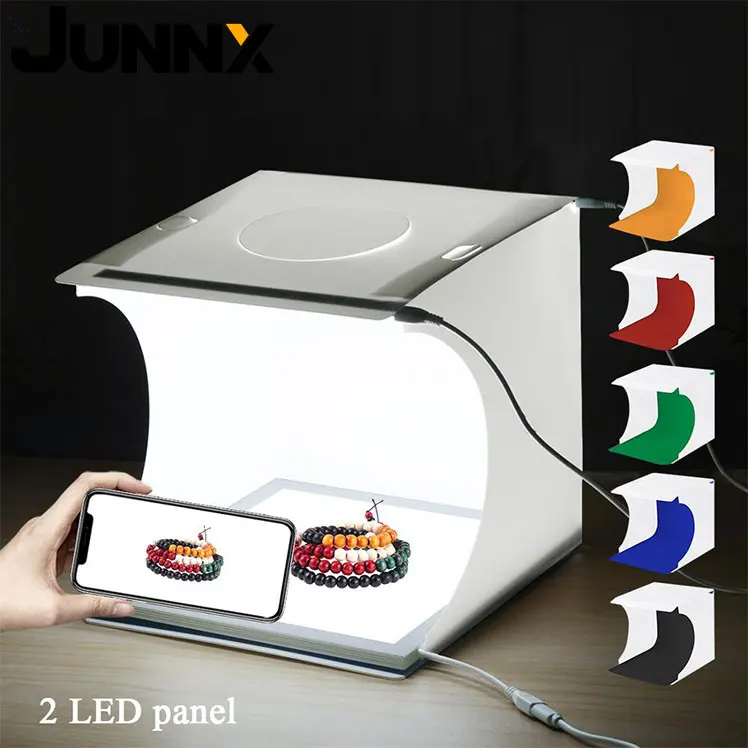 

JUNNX 20cm Small LED Light Photo Studio Box Caja Portail para Estudio de Fotografia de Luz Studio Portable MINI Softbox
