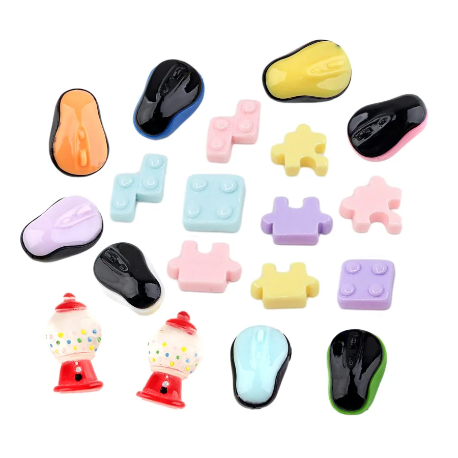 

cute children game play jigsaw puzzle tetris gumball mouse flatback resin charm diy accessories