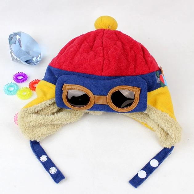 
Crazy sale Guangzhou winter kids fashion hat winter kids pilot hat cartoon knitted baby hat 