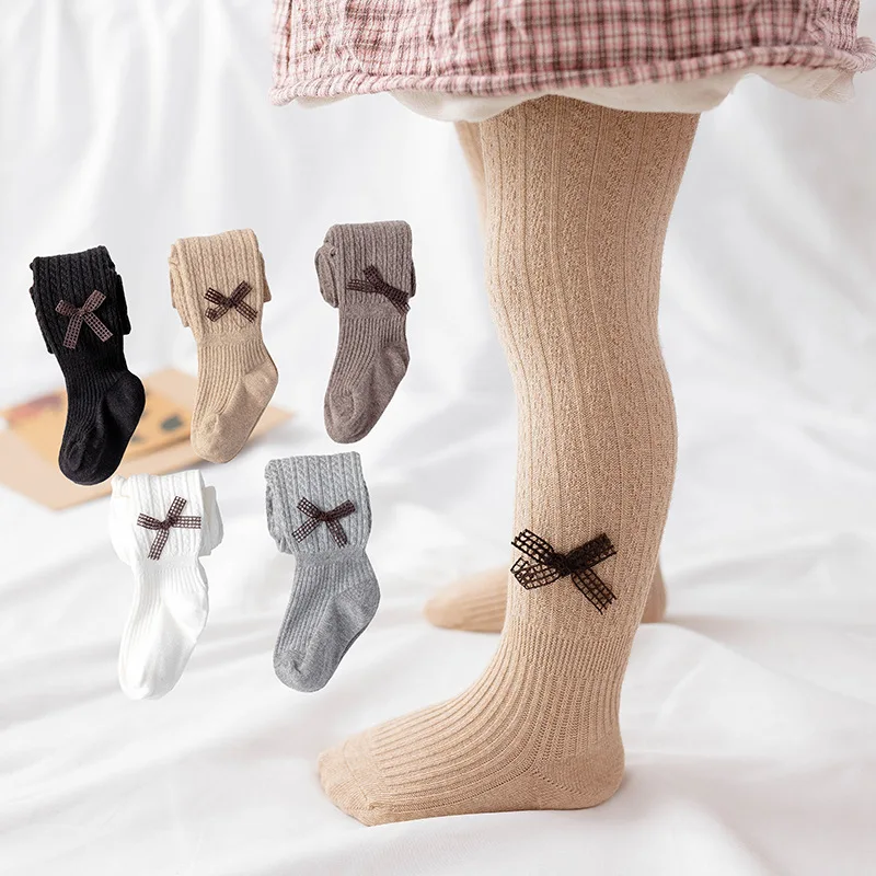 

Bow-knot Girls Cotton Leggings Baby Kids Pantyhose Autumn Spring Tights children knitted Pants Sock Kids Clothing M309