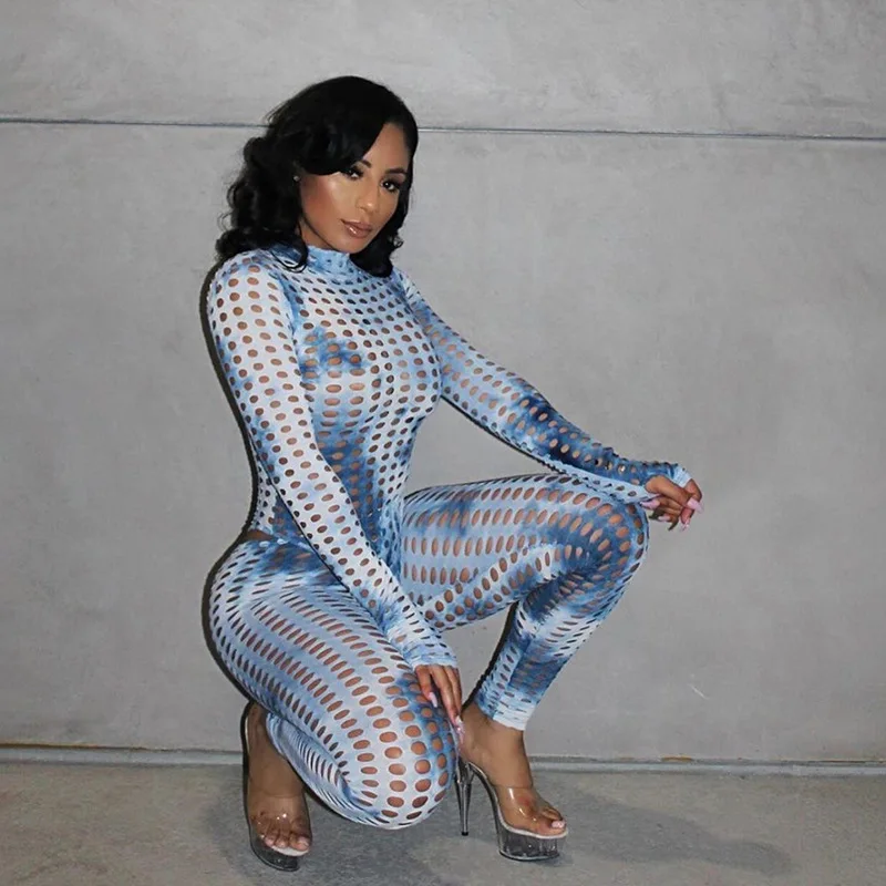 

Women Outfits Sexy Hollow Out Bodycon Jumpsuit Summer Club Wear Fitness Tops Leggings Two Piece Pant Set, Pictures showed