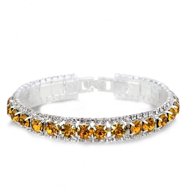 

Top Sale 925 Sterling Silver Bracelets Full AAA Zircon Austrian Crystal Femme Women Link Chain Jewelry Bangles 14 Colors