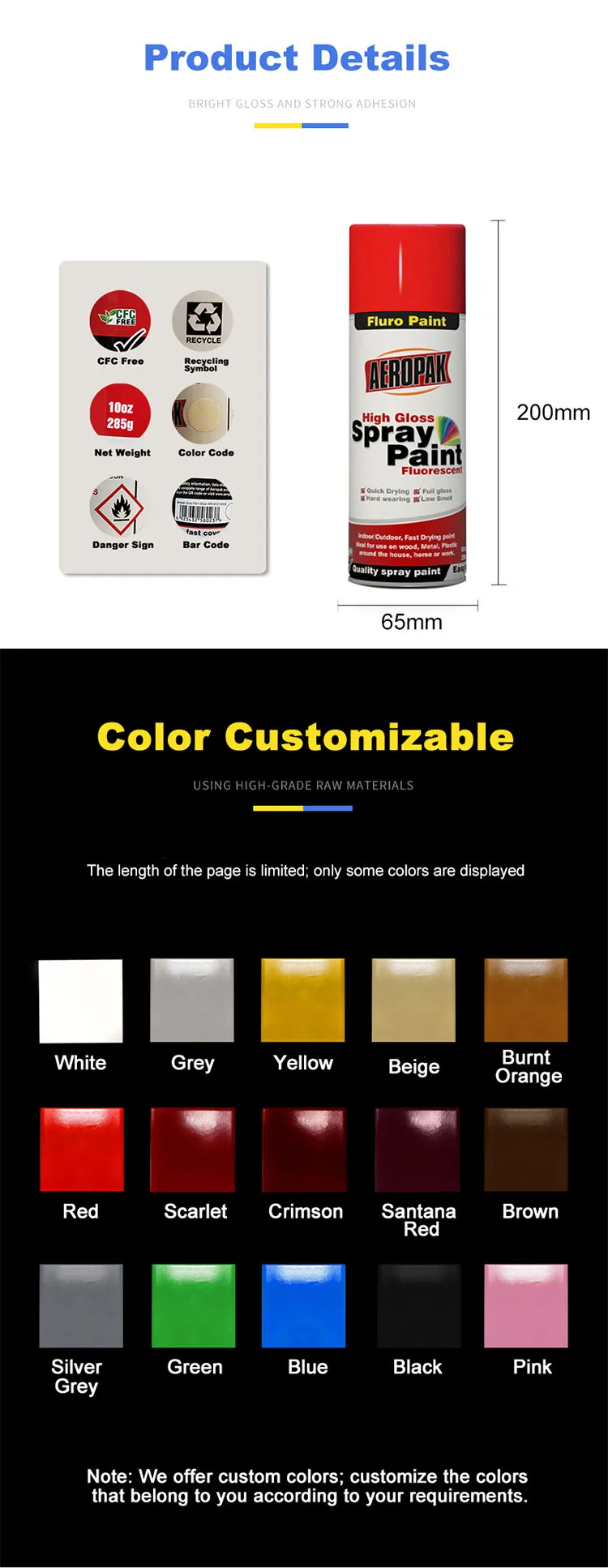China Supplier spray paint colors color chart for cars fluorescent