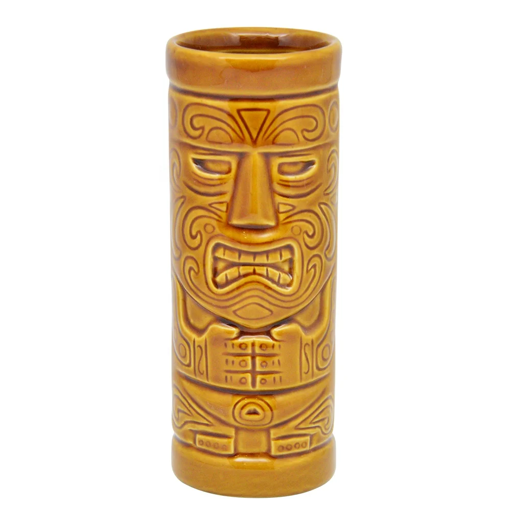 
KLP Wholesale hor selling High Quality Ceramic Tiki Mug cup with hand design ceramic  (1600169862492)