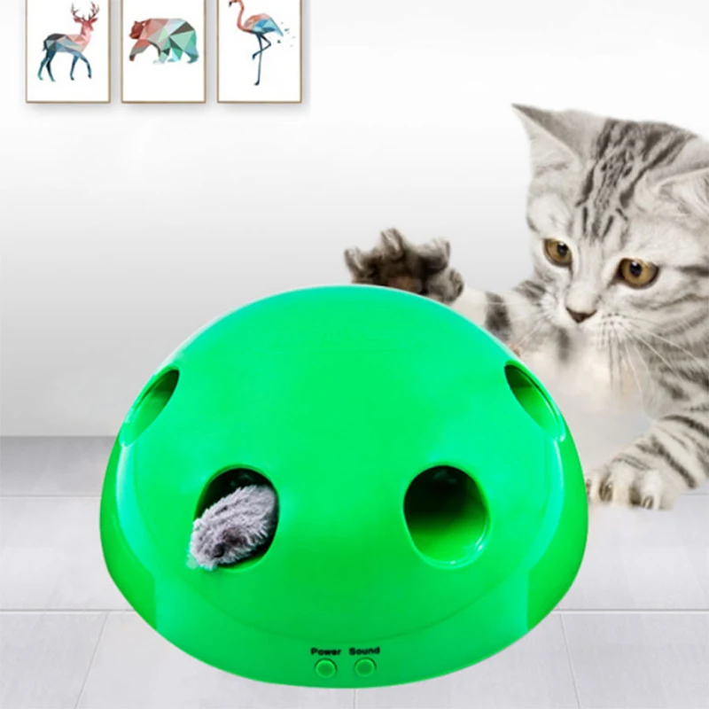 

USB Rechargeable Smart Interactive Cat Toy Mouse Tease Electronic Motion Squeaky Sound Hide And Seek Popping Mouse Cat Toy, Green