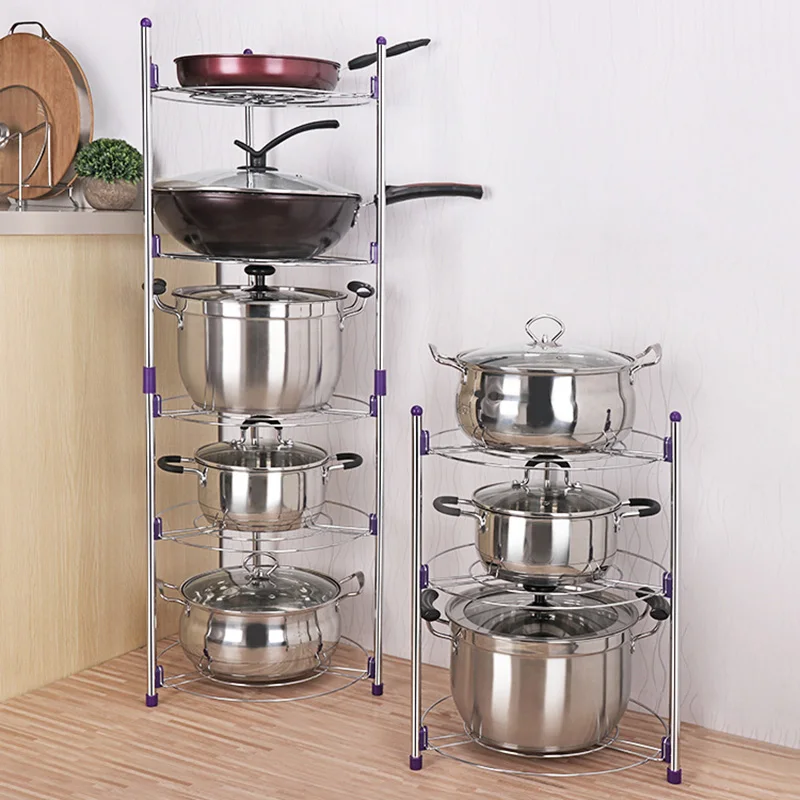 

Movable Carbon Steel 2 3 5 Layer Household Kitchen Pot Rack Shelf Pot Rack Kitchen