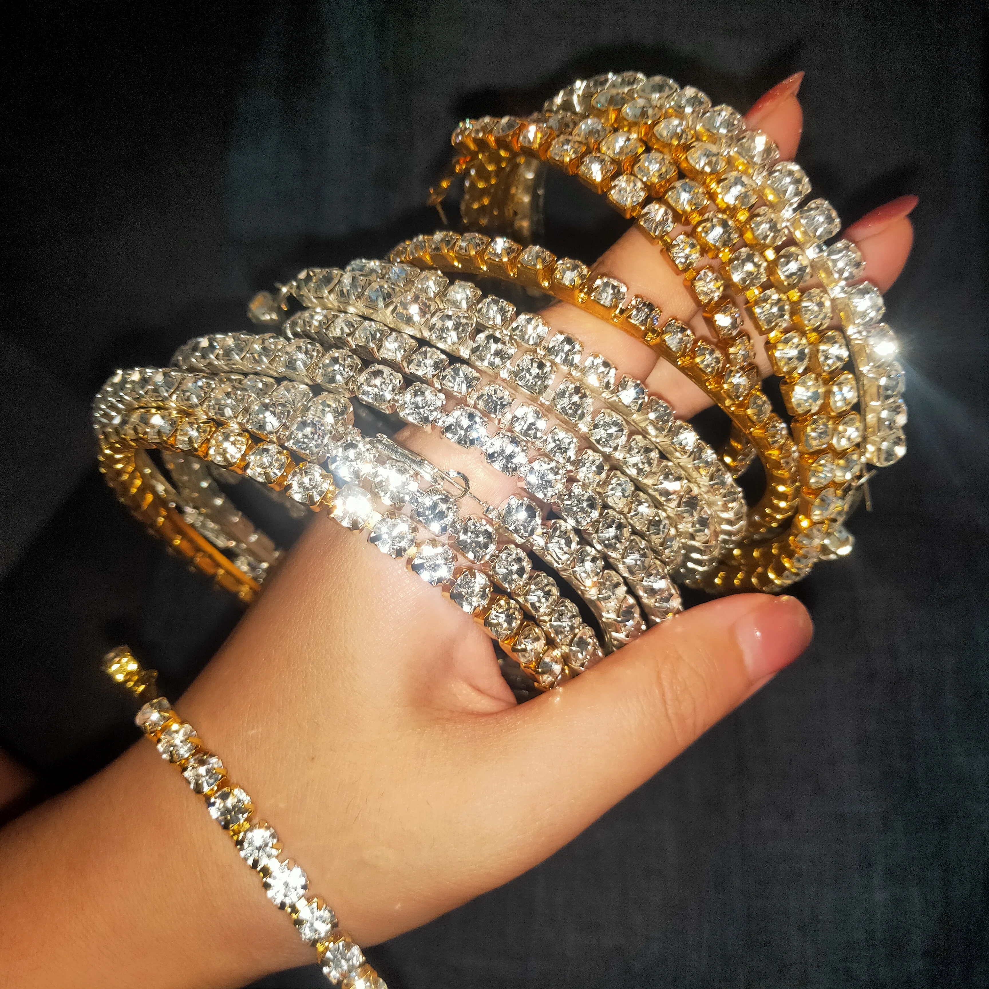 

Punk jewelry hip hop party crystal gold big quality hoop diamond earrings women, Picture