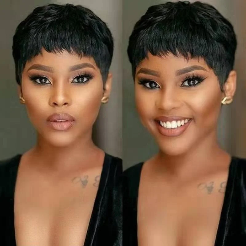 

Wholesale Cheap Synthetic Wigs Headgear Short Bob Non Lace Closure Frontal Black Wigs For Black Women, Pics