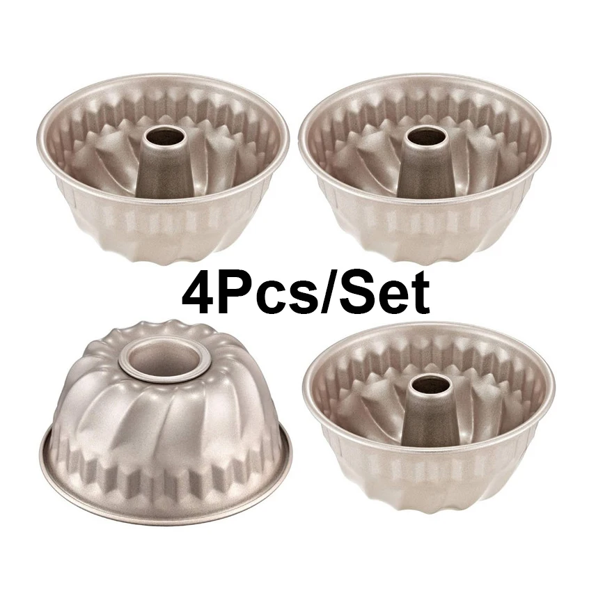 

non stick carbon steel bakeware cake mould set 4 of 4inch mini bundt pan