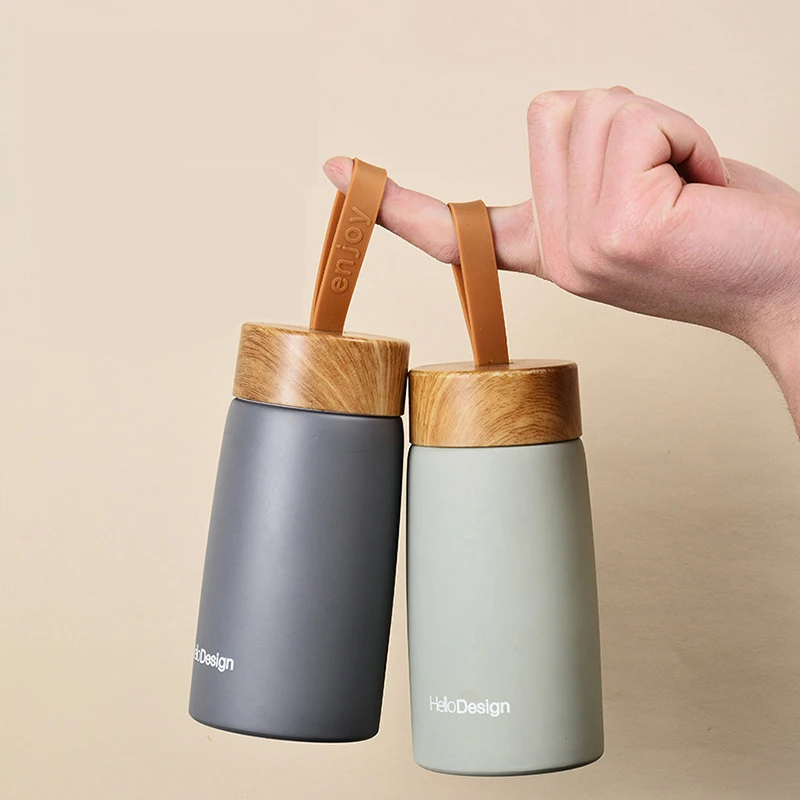 

Wholesale Customized 304 Stainless Steel Reuse Bamboo Lid Vacuum Cup Water Bottle Water Bottle With Bamboo Lid Thermos, Natural bamboo