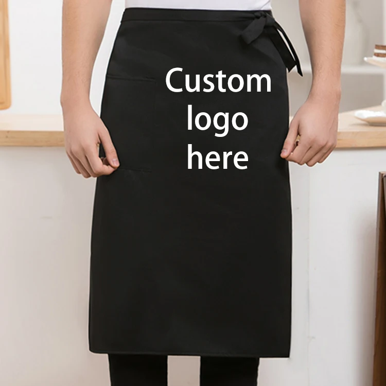 

Wholesale cheap Kitchen half length apron custom printed logo embroidery aprons