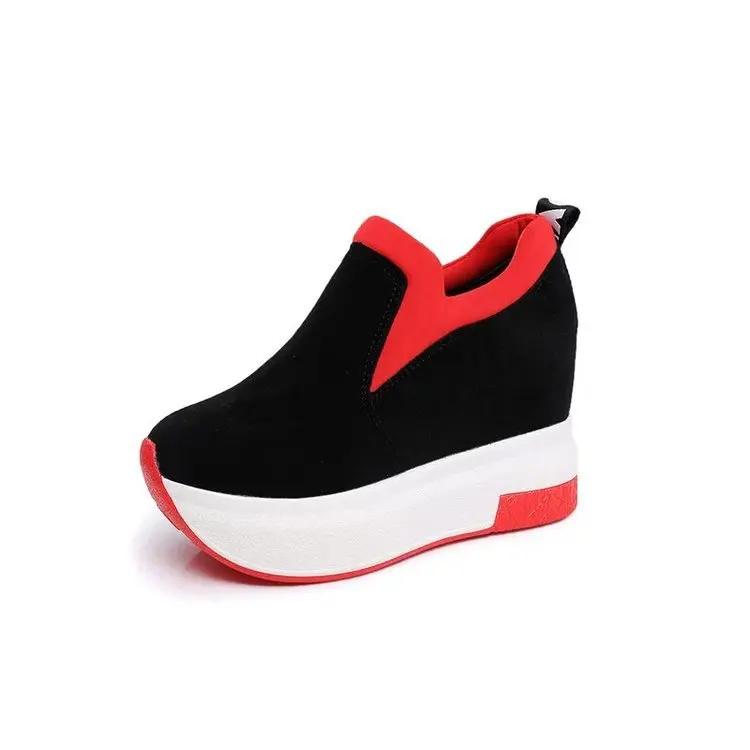 

New Design Soft Lightweight Women Flat Women High Heels Wedges Lace-up Casual Platform Shoes, Black